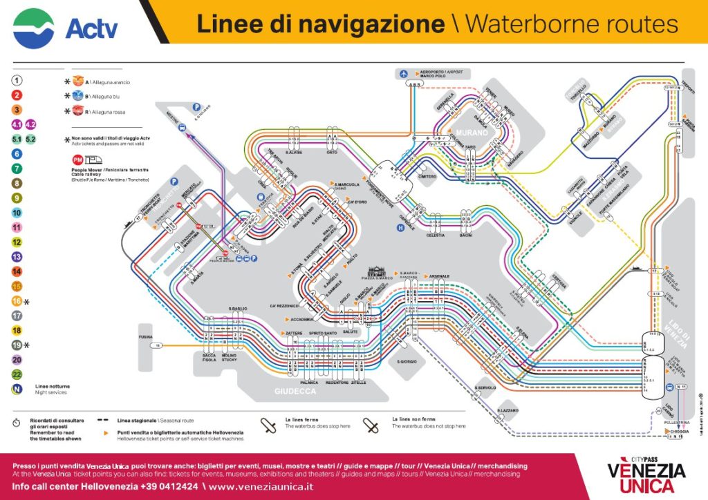 Прогулка на вапоретто по гранд-каналу в Венеции - карта речных трамвайчиков в Венеции